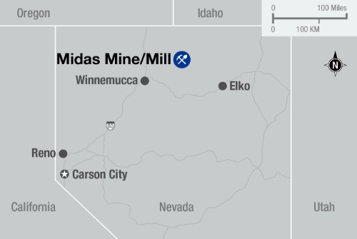 Hecla-Nevada-Midas An image of where Midas Nevada is located.